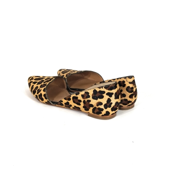 J CREW Womens Zoe Calf Hair Leopard D'orsay Leather Flats Pointed Toe Size 6 - Picture 6 of 9
